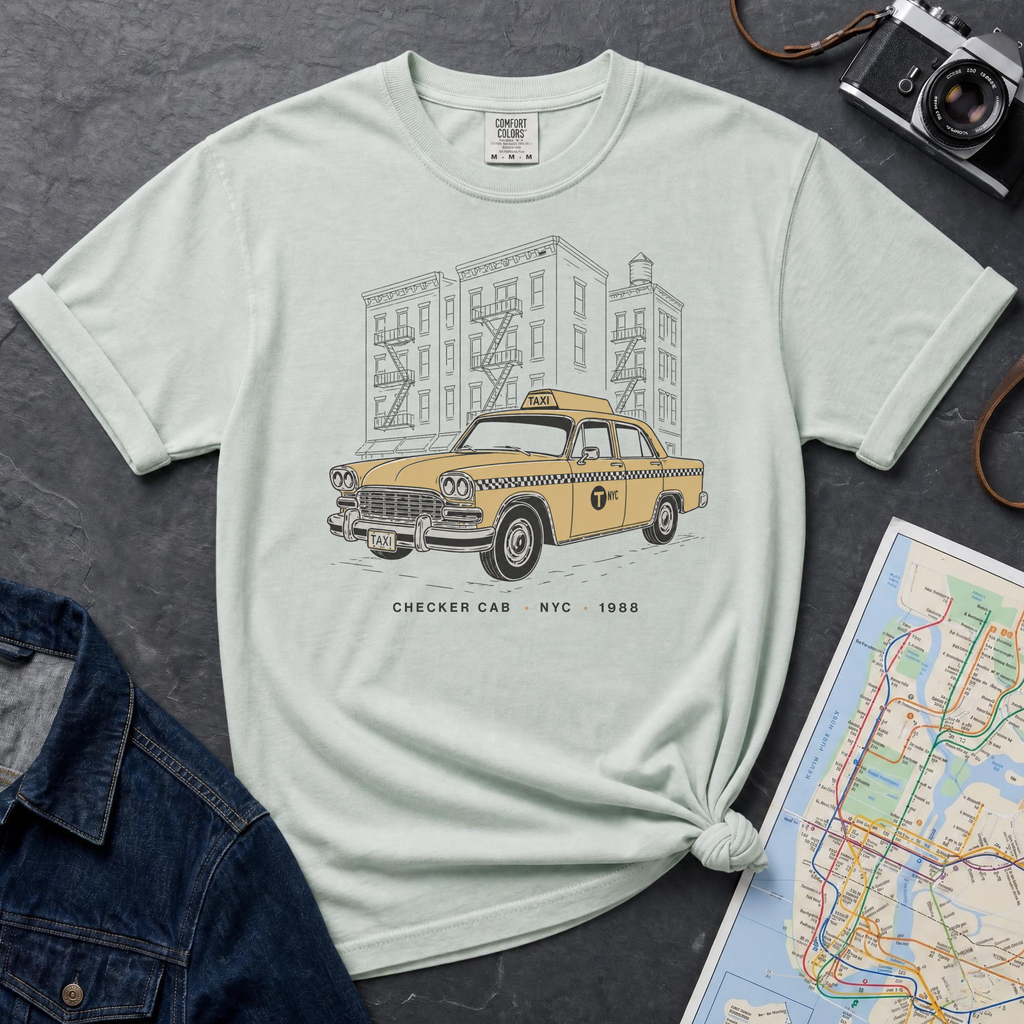 NYC Yellow Taxi Old School Checker Cab Vintage Style T-Shirt