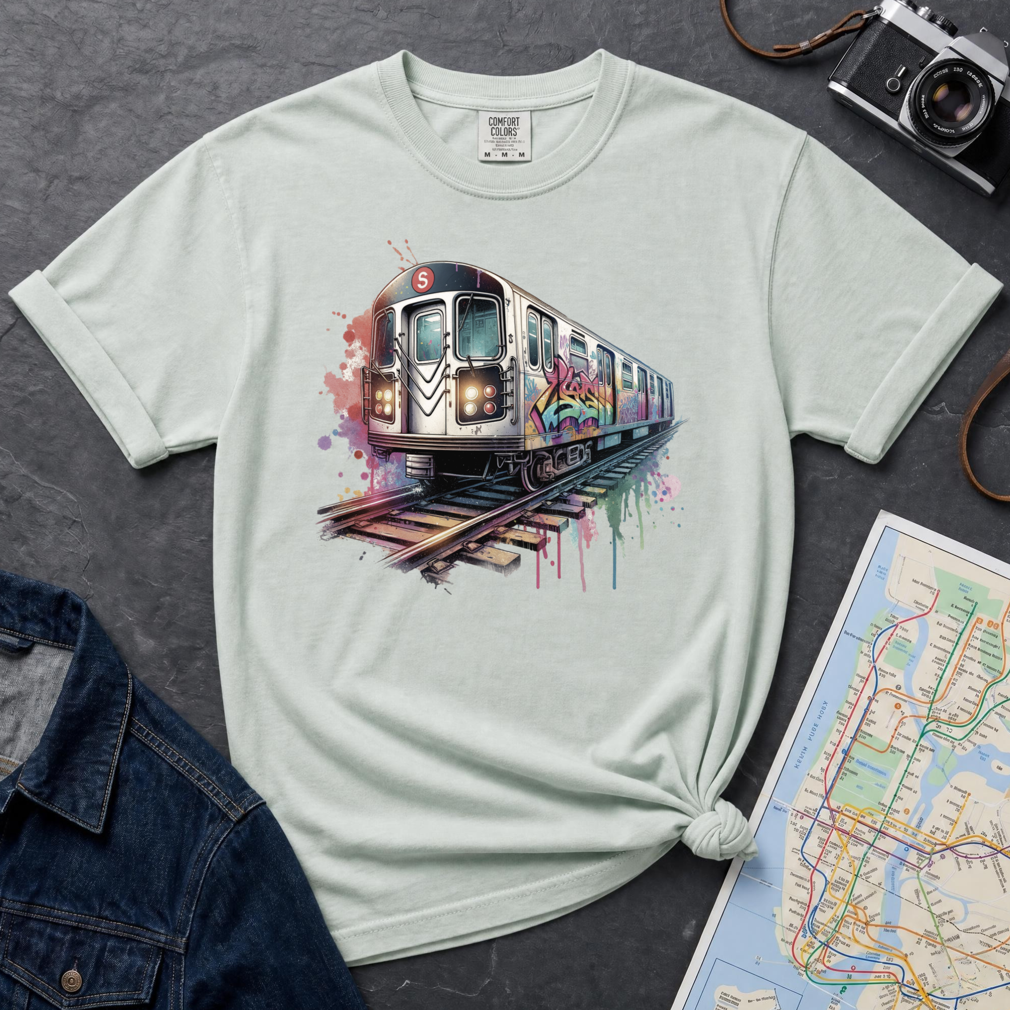 Graffiti Subway Car NYC Retro 80s Train Art Vintage Style T-Shirt