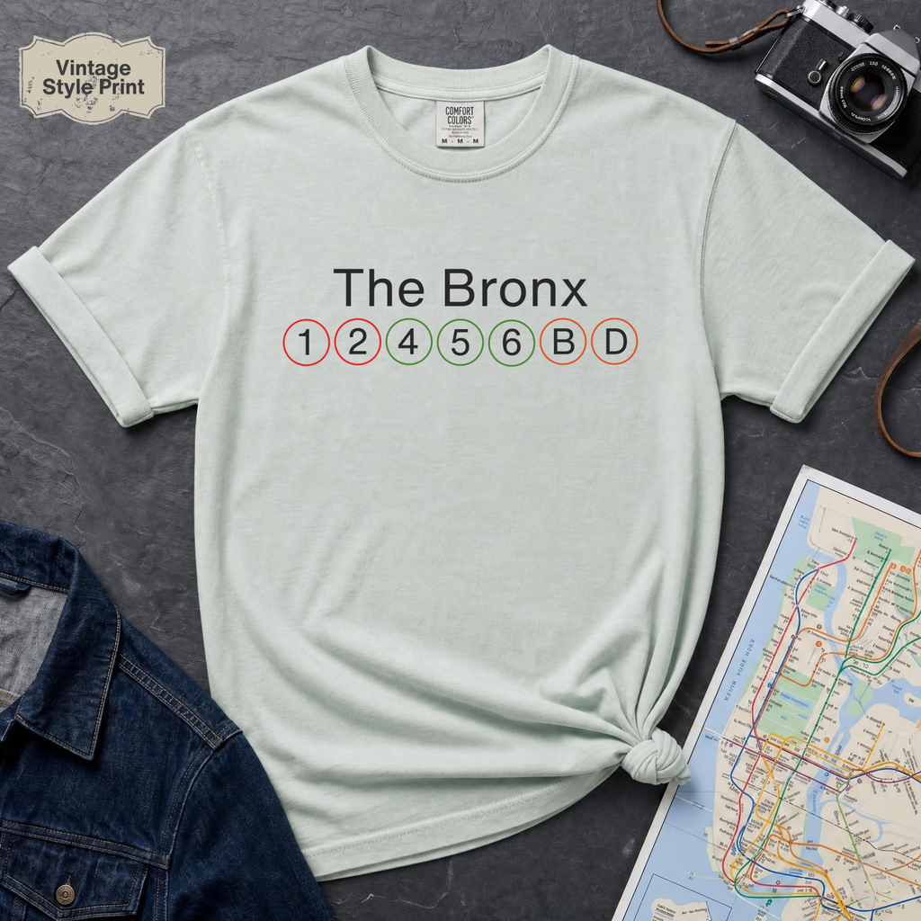 The Bronx Subway Lines NYC Classic Train Icon Outline Vintage Style T-Shirt