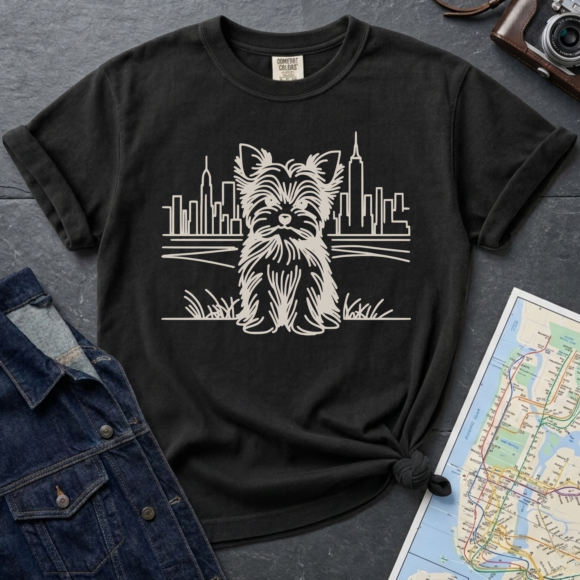 NYC Yorkie City Skyline Yorkshire Terrier T-Shirt
