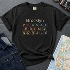 Brooklyn Subway Lines NYC Classic Train Icon Outline Vintage Style T-Shirt