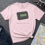 Pink Comfort Colors t-shirt featuring a retro pager graphic with “07734” on the screen and “You knew what it said • 1989” text.