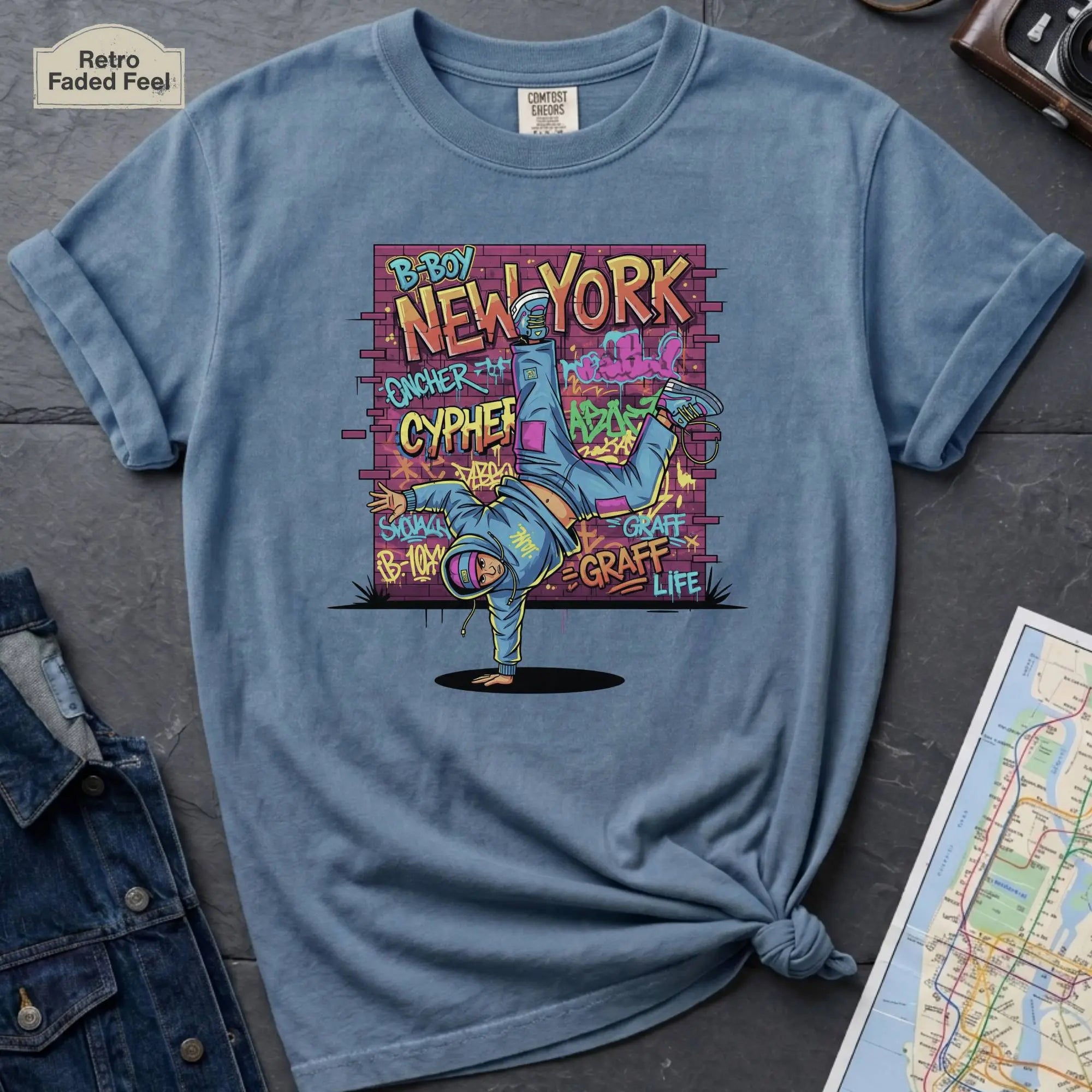 Graffiti Breakdancer NYC Retro 80s Street Dance Vintage Style T-Shirt