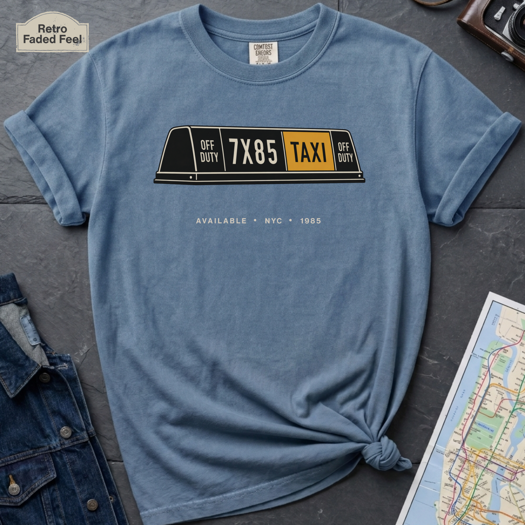 Available NYC Classic Yellow Taxi Cab Roof Light Vintage Style T-Shirt