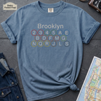 Brooklyn Subway Lines NYC Classic Train Icon Outline Vintage Style T-Shirt