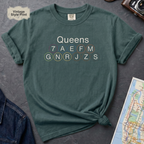 Queens Subway Lines NYC Classic Train Icon Outline Vintage Style T-Shirt