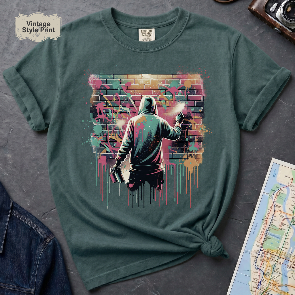 Graffiti Street Artist Urban Brick Wall Retro 80s & 90s Vintage Style T-Shirt