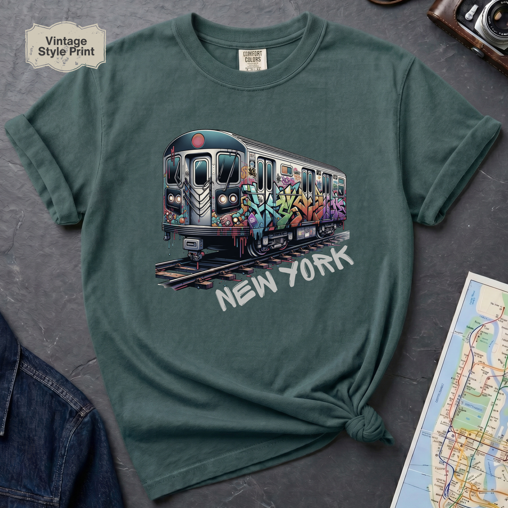 New York Graffiti Subway Car Retro NYC Train Vintage Style T-Shirt