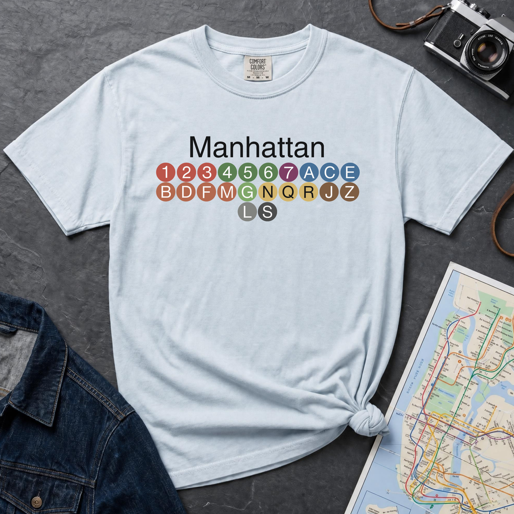 Manhattan Subway Lines NYC Classic Train Icon Vintage Style T-Shirt