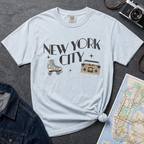 Retro Old School NYC Roller Skates and Boombox T-Shirt Vintage Style T-Shirt