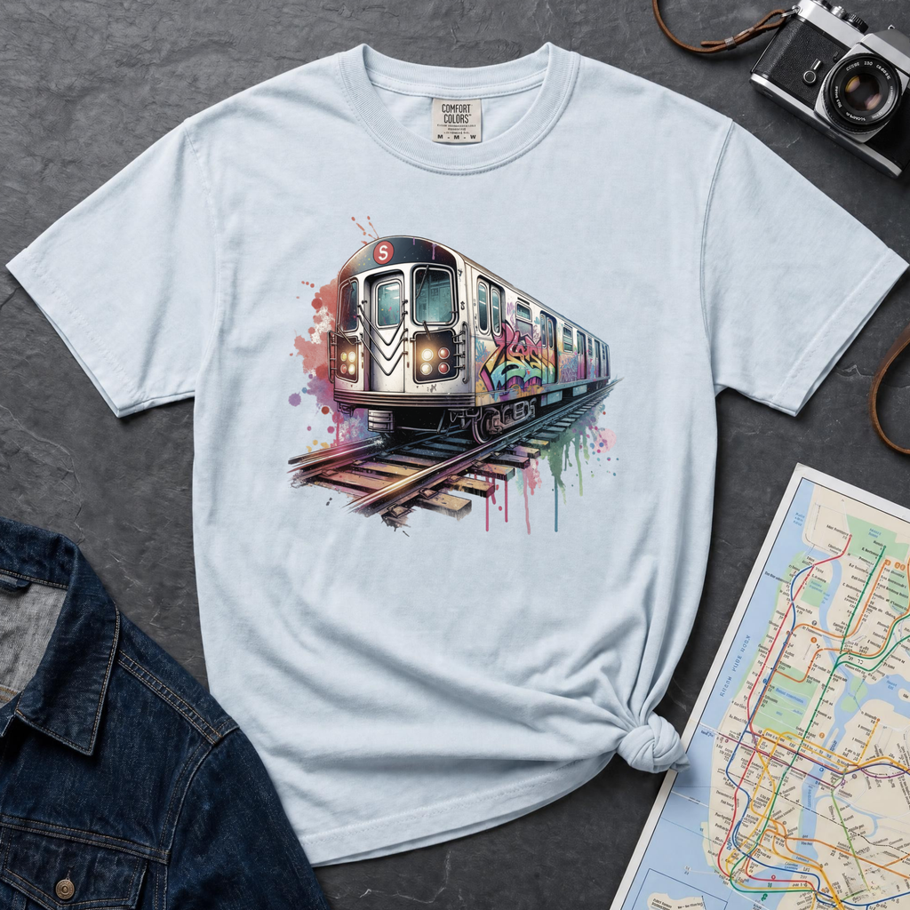 Graffiti Subway Car NYC Retro 80s Train Art Vintage Style T-Shirt