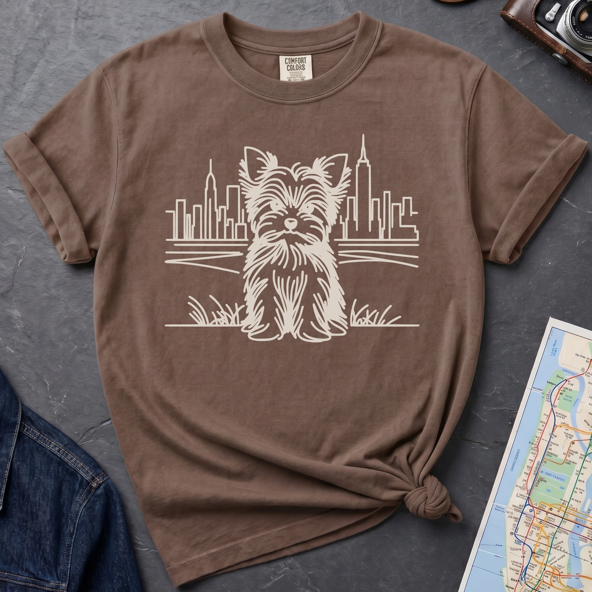 NYC Yorkie City Skyline Yorkshire Terrier T-Shirt