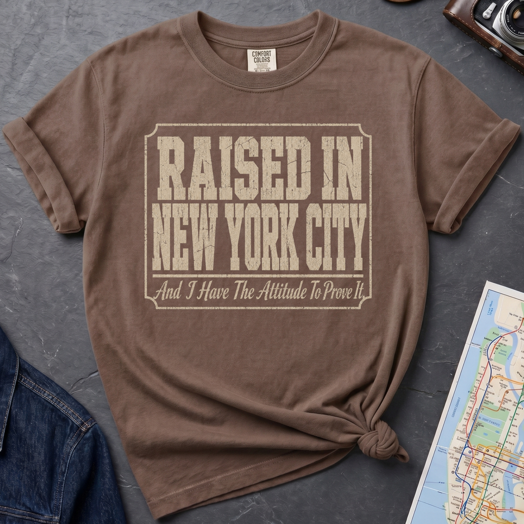 Raised in New York City Attitude Vintage Style T-Shirt