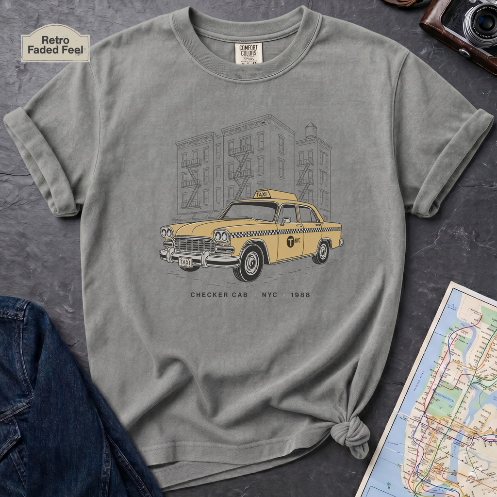 NYC Yellow Taxi Old School Checker Cab Vintage Style T-Shirt