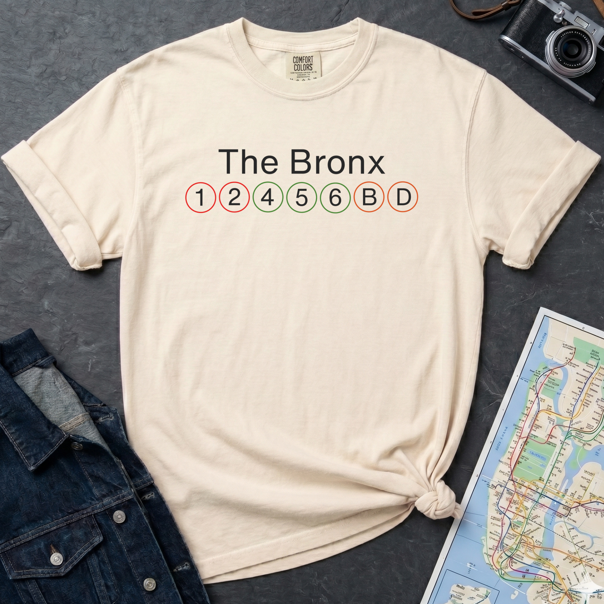 The Bronx Subway Lines NYC Classic Train Icon Outline Vintage Style T-Shirt