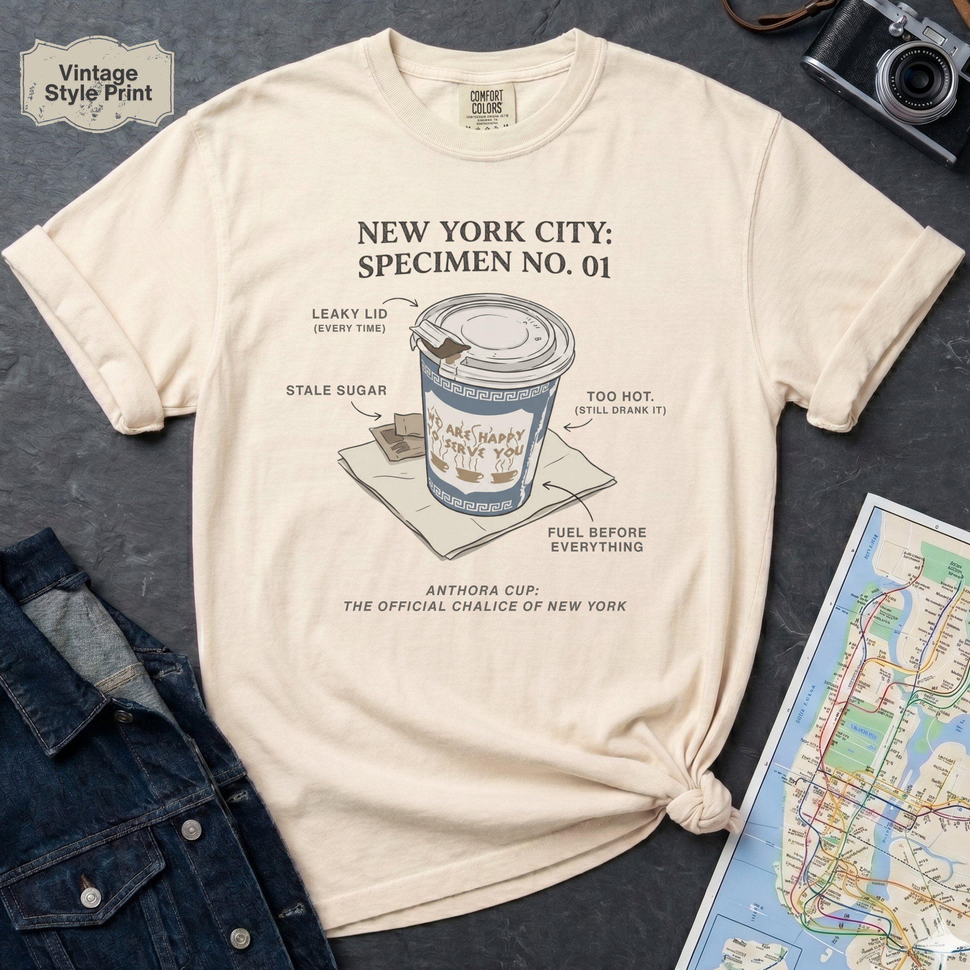 Anthora Coffee Cup NYC Specimen 01 Vintage Style T-Shirt