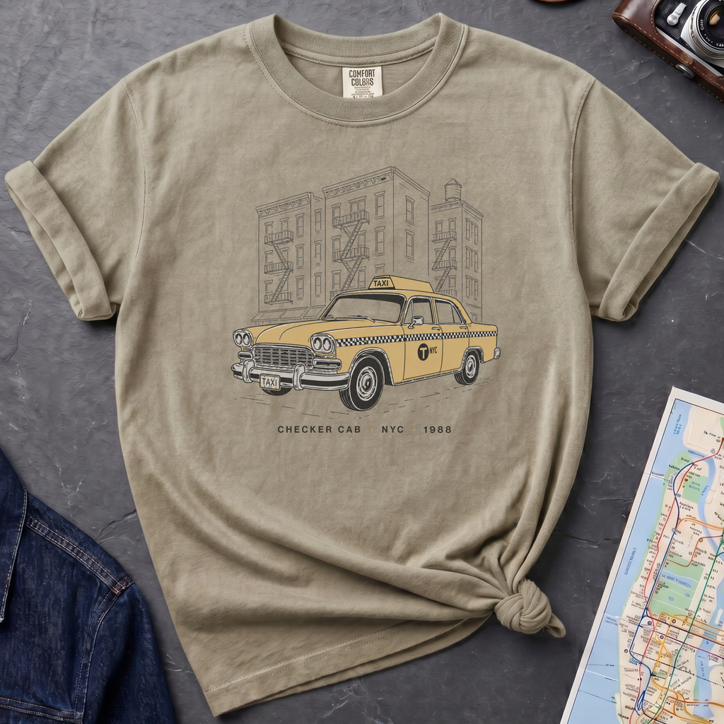NYC Yellow Taxi Old School Checker Cab Vintage Style T-Shirt