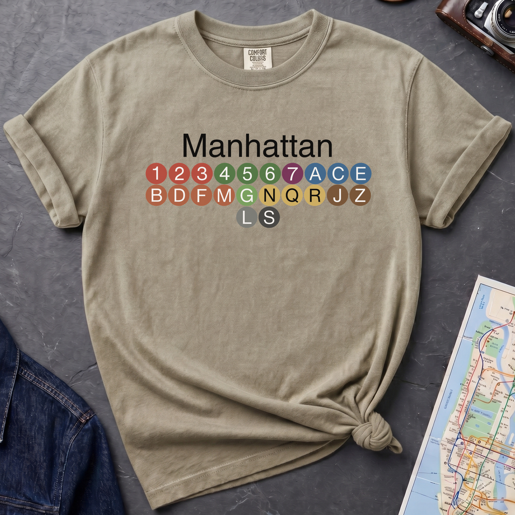 Manhattan Subway Lines NYC Classic Train Icon Vintage Style T-Shirt