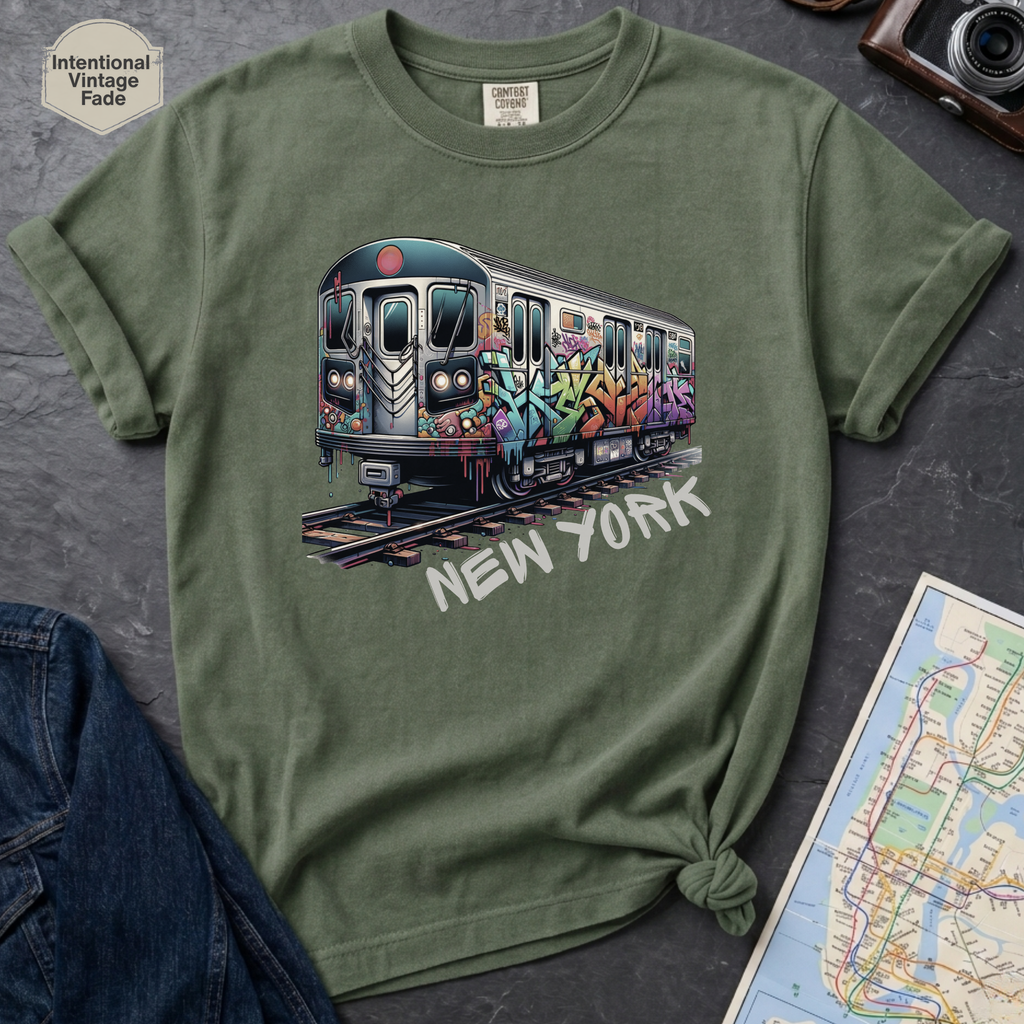 New York Graffiti Subway Car Retro NYC Train Vintage Style T-Shirt