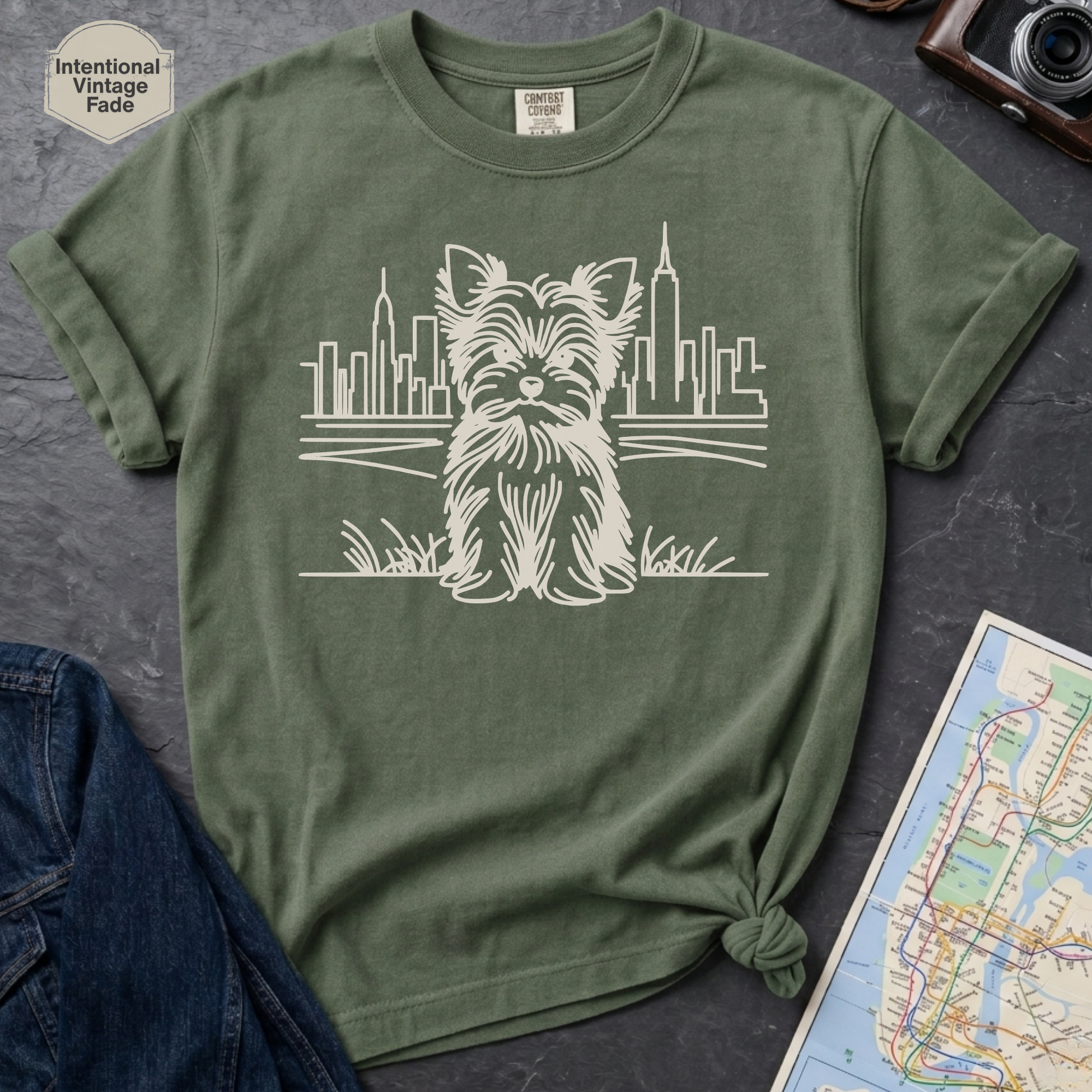 NYC Yorkie City Skyline Yorkshire Terrier T-Shirt