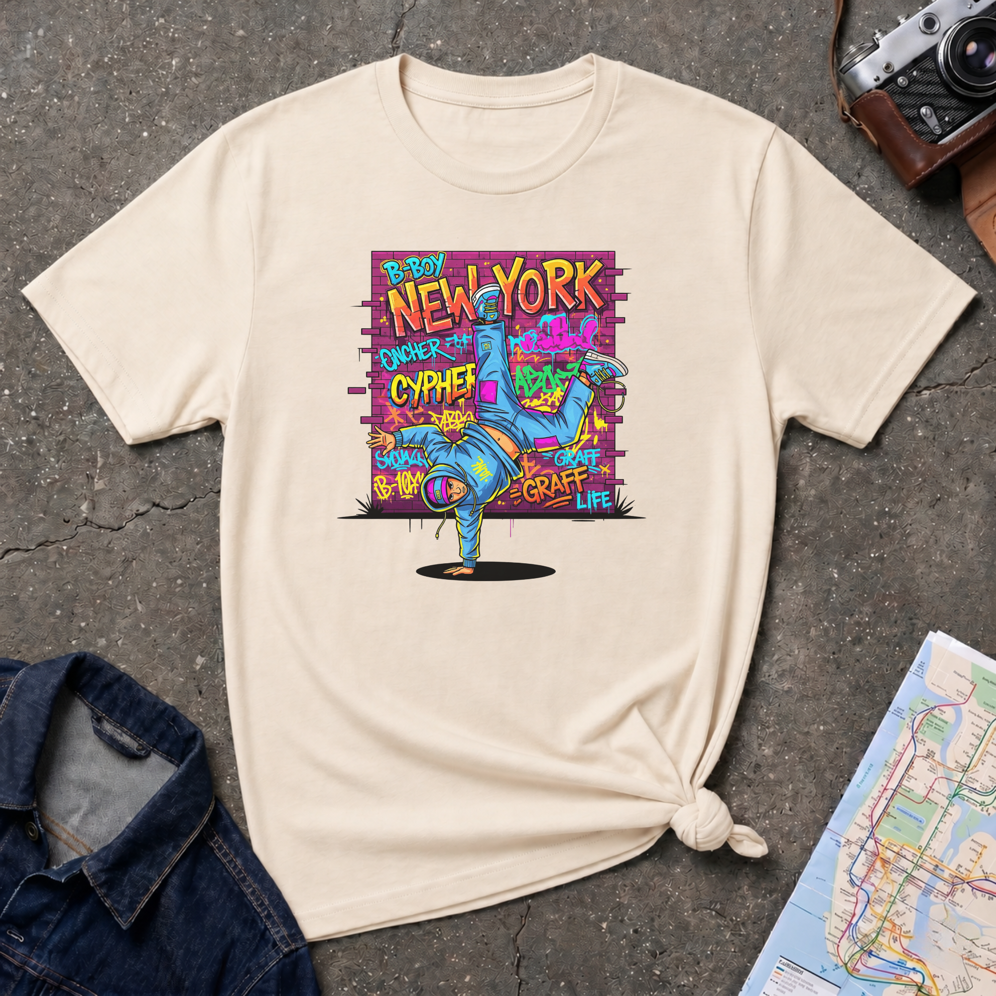Graffiti Breakdancer NYC Retro 80s Street Dance T-Shirt