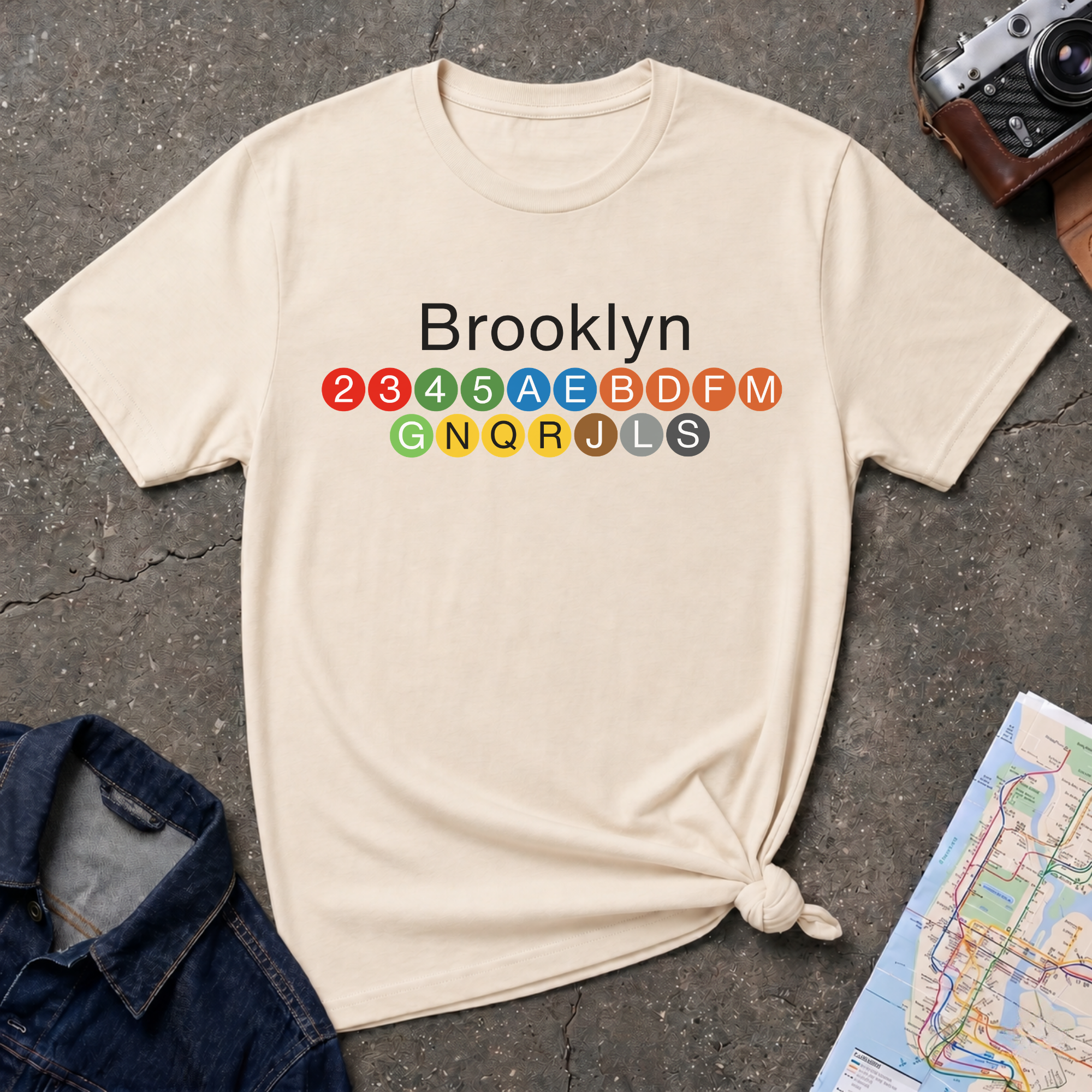 Brooklyn Subway Lines NYC Classic Train Icon T-Shirt