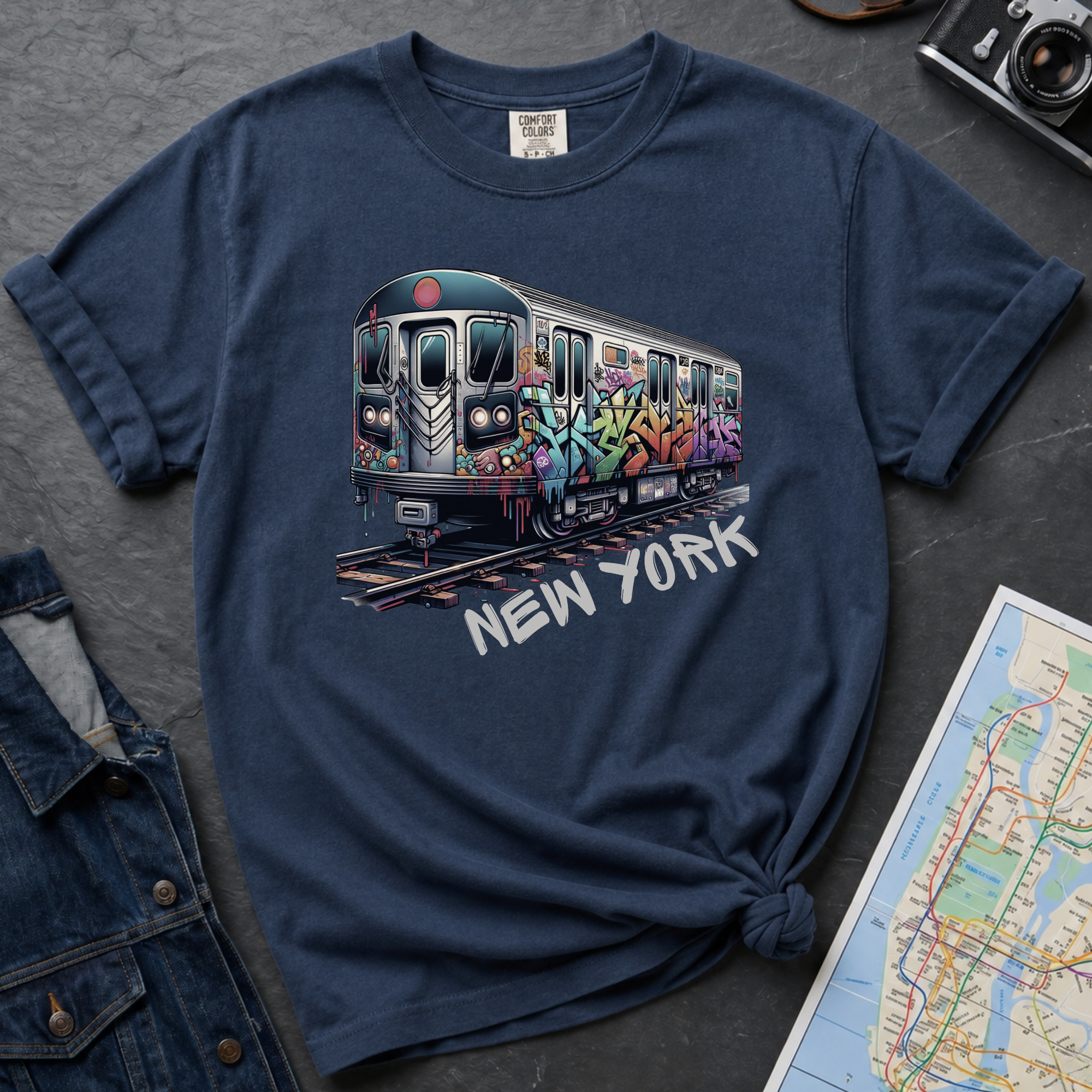 New York Graffiti Subway Car Retro NYC Train Vintage Style T-Shirt