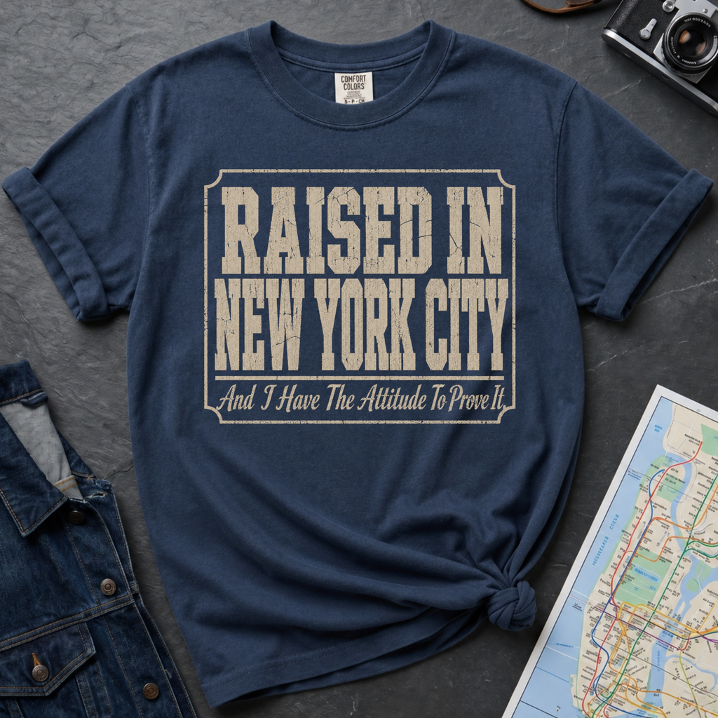 Raised in New York City Attitude Vintage Style T-Shirt