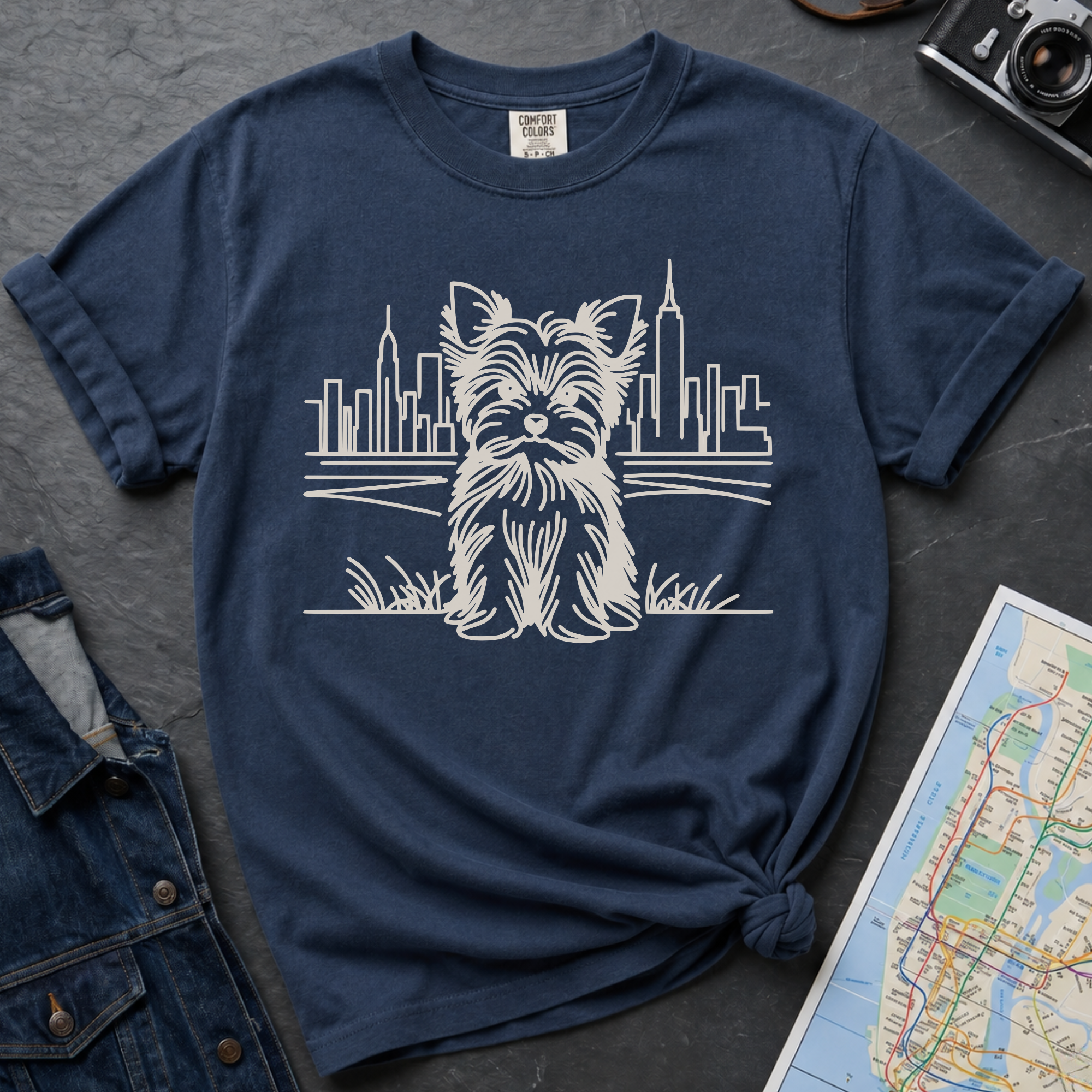 NYC Yorkie City Skyline Yorkshire Terrier T-Shirt