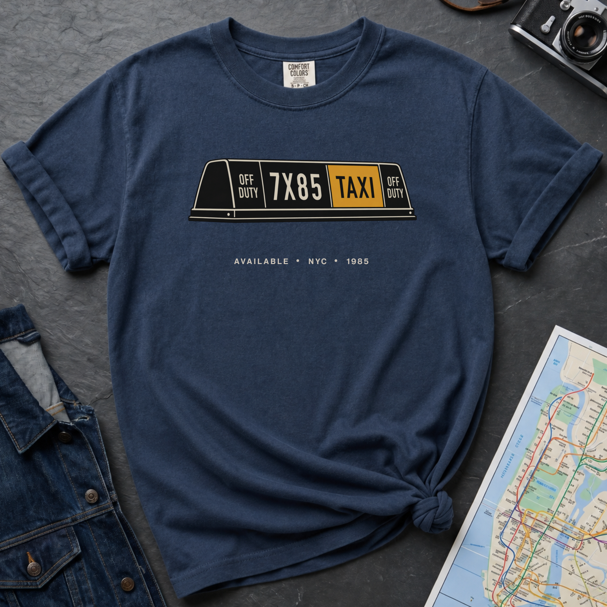 Available NYC Classic Yellow Taxi Cab Roof Light Vintage Style T-Shirt