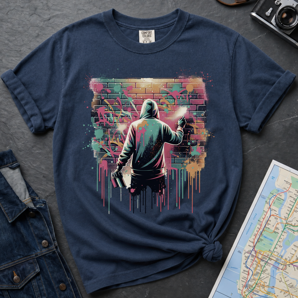 Graffiti Street Artist Urban Brick Wall Retro 80s & 90s Vintage Style T-Shirt