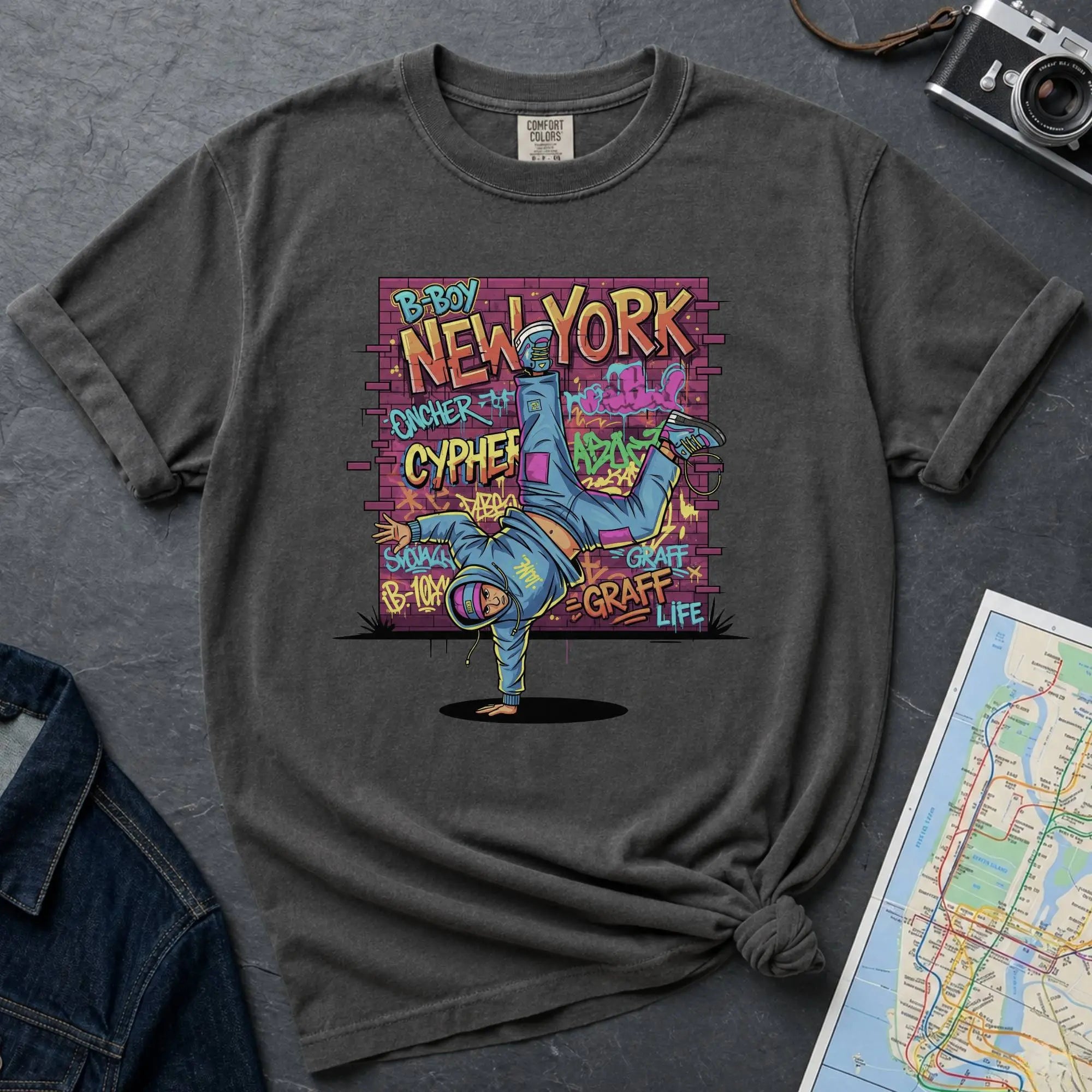 Graffiti Breakdancer NYC Retro 80s Street Dance Vintage Style T-Shirt