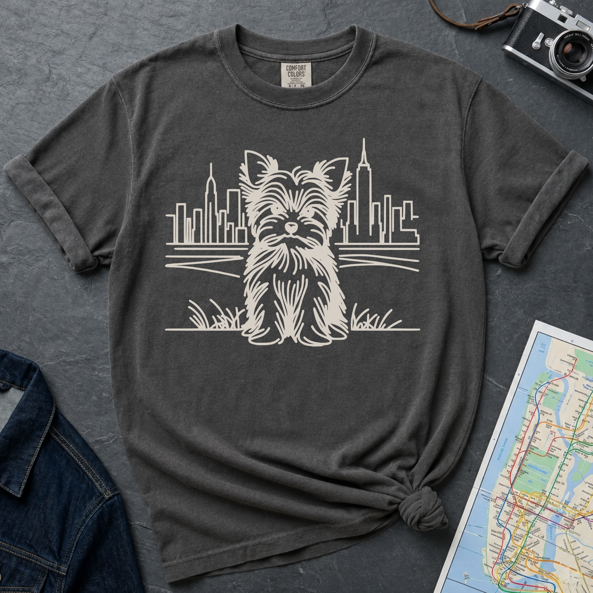 NYC Yorkie City Skyline Yorkshire Terrier T-Shirt