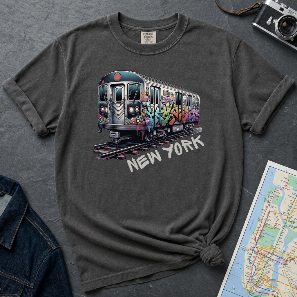 New York Graffiti Subway Car Retro NYC Train Vintage Style T-Shirt