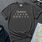 Queens Subway Lines NYC Classic Train Icon Outline Vintage Style T-Shirt