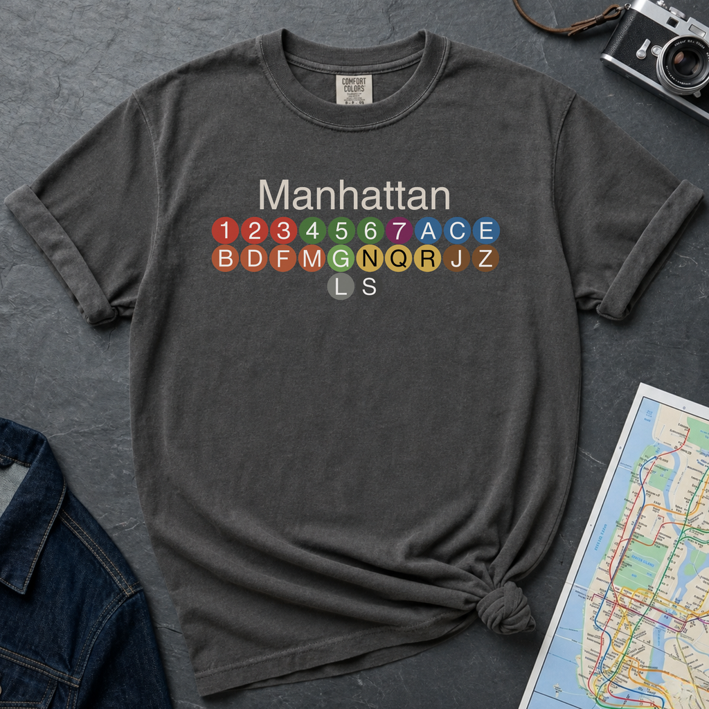 Manhattan Subway Lines NYC Classic Train Icon Vintage Style T-Shirt