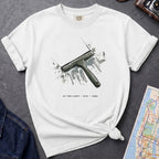 White Comfort Colors t-shirt featuring a vintage windshield squeegee graphic with “At the Light • NYC • 1988” text.