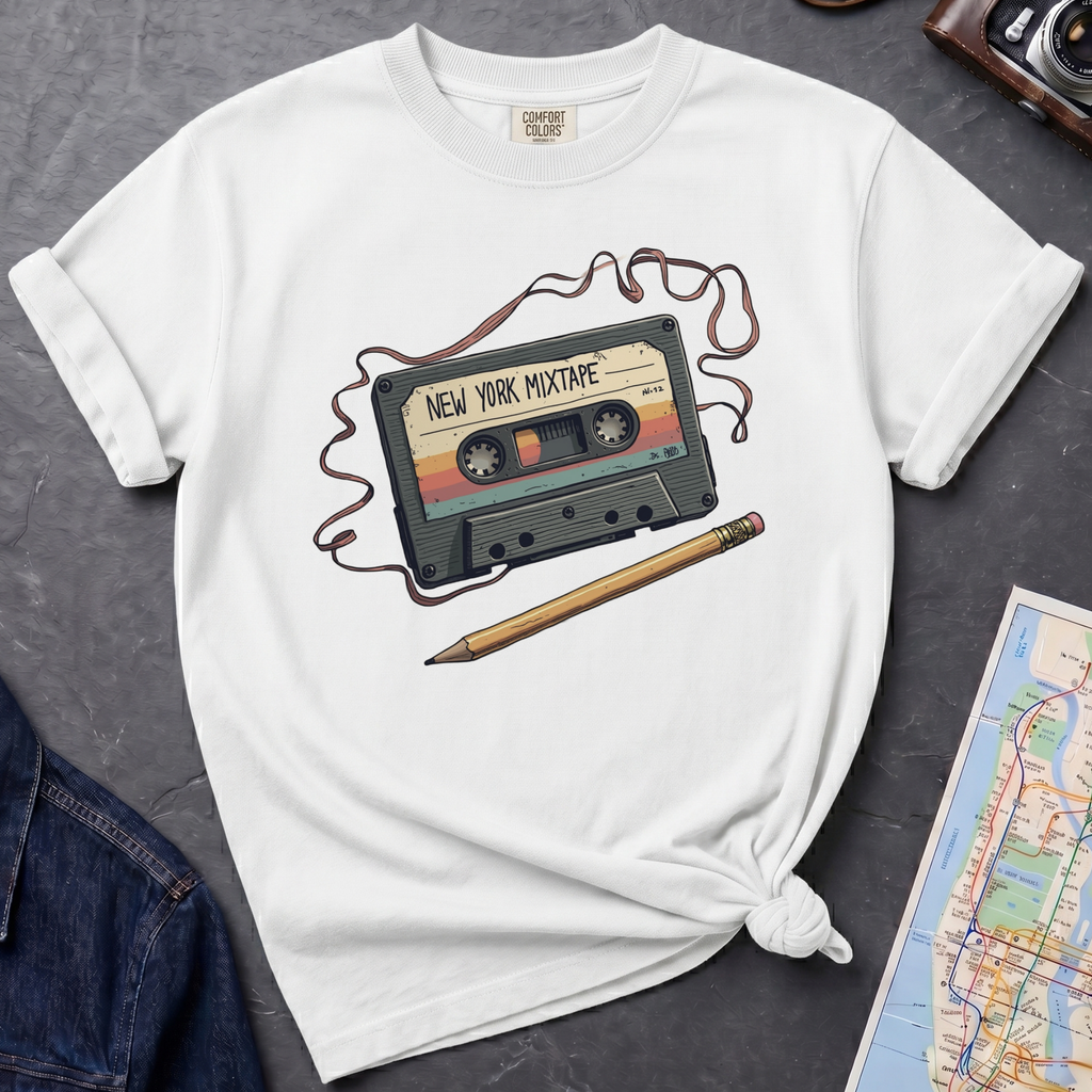 Old School NYC Mixtape Cassette and Pencil Vintage Style T-Shirt