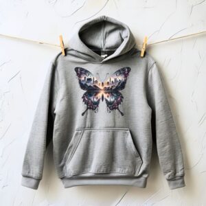 NYC Skyline Butterfly New York City Watercolor Gothic Design Pullover Hoodie
